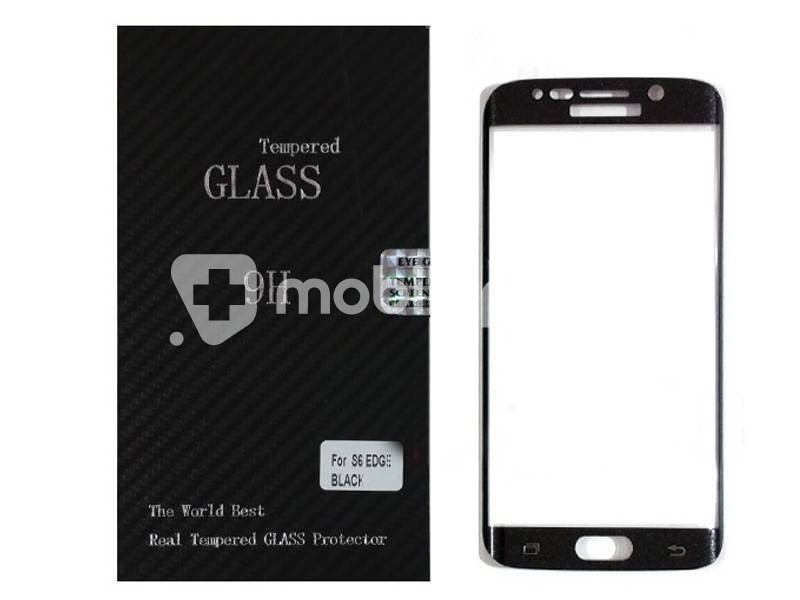 Premium Tempered Glass Protector Black Samsung SM-G925 S6 Edge